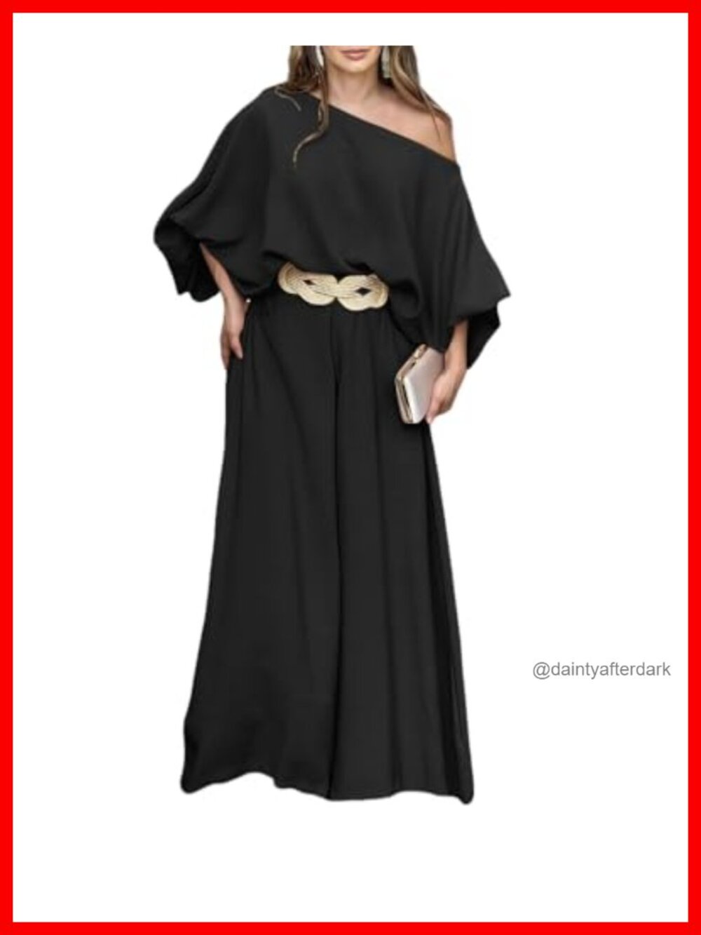 Off Shoulder 2 Piece Wide Leg Pant Set 3/4 Lantern Sleeve Summer